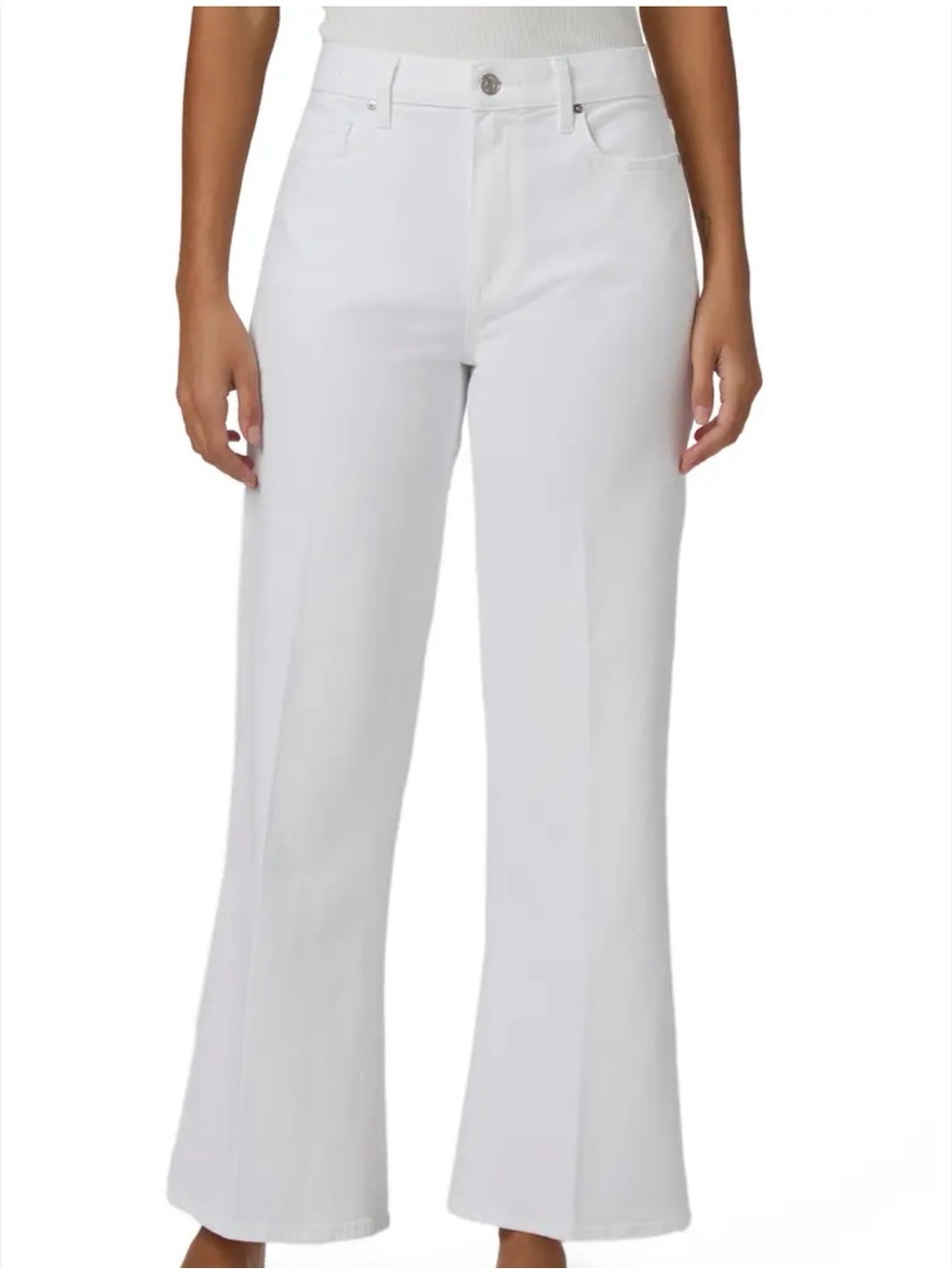 PAIGE White Ankle-Cropped Flare Jeans